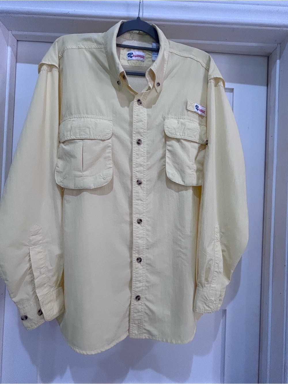 Men's ALL-AMERICAN FISHERMAN, size L (42-44) Yellow Fishing Shirt